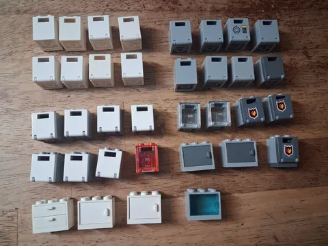 A Lego Lot 36 Container Boxes & Cupboards 4345 4342 2 x 2 x 3   2 x 2 x 2 +