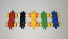Lego Duplo Train Car Base 2x6 Red Yellow Blue Green Black 5 Replacement Pieces