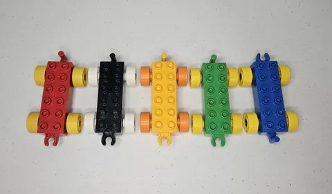Lego Duplo Train Car Base 2x6 Red Yellow Blue Green Black 5 Replacement Pieces