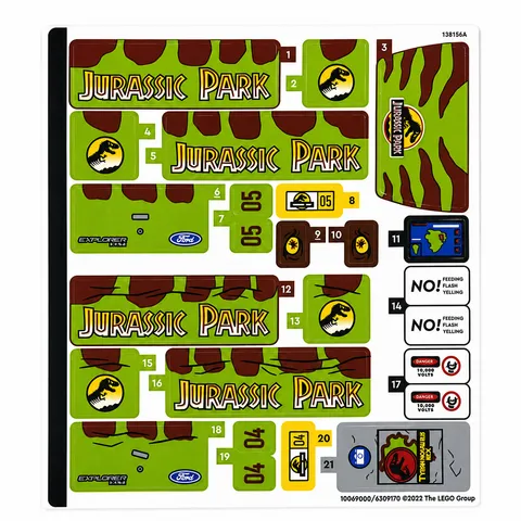 NEW LEGO | Sticker Sheet for Set 76956 T-Rex Breakout - Jurassic Park