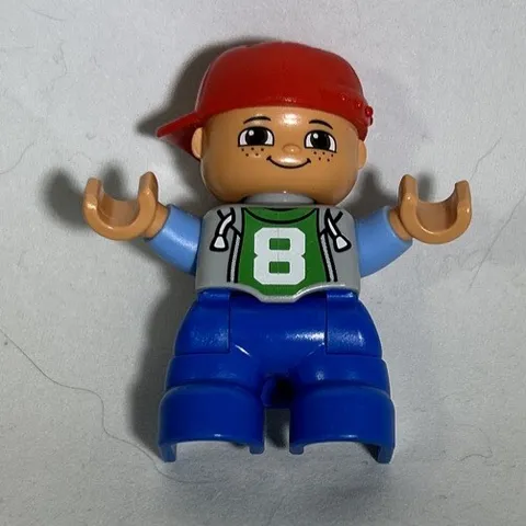 LEGO Duplo Child Boy w/ Red Hat Number Shirt Figure Only