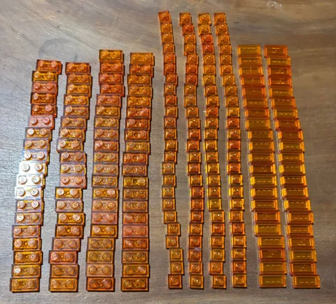 LEGO 214 Ct Trans Orange Plates Tiles Parts Lot 1x1 1x2 Genuine Bulk LEGO