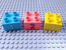 LEGO New DUPLO Numbered 1 2 3 Decorate 2x2 Bricks