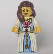 LEGO Minifigure Female Princess/Queen brown hair white & light blue dress