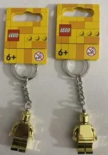 2 LEGO Golden Minifigure KEYCHAINS (Chrome Gold) #850807 / 6259904, NWT,  MINT!