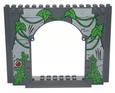 LEGO Panel 4 x 16 x 10 with Leaves Vines and Red Button Pattern 10758 6223204