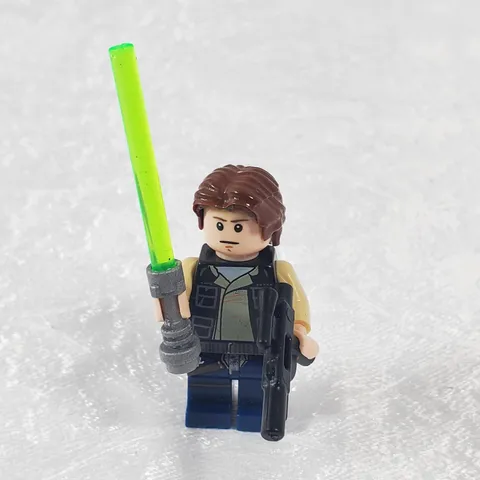 LEGO Star Wars Han Solo sw0771 Minifigure Black Vest Dark Blue Legs Wavy Hair