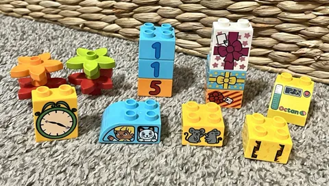 LEGO Duplo Lot Printed Pieces Presents Mice Hay Flowers Clock Octan Gas 10849