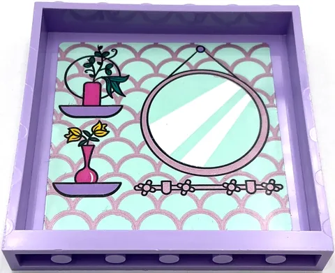 Lego New Lavender Panel 1 x 6 x 5 with Shelves Vases with Flowers Mirror Part