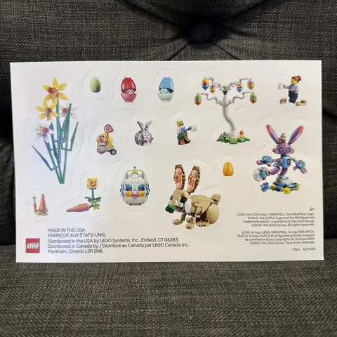 LEGO Store Sticker Sheet Promo Spring 2025 NEW Easter Bunny Flowers DREAMzz 