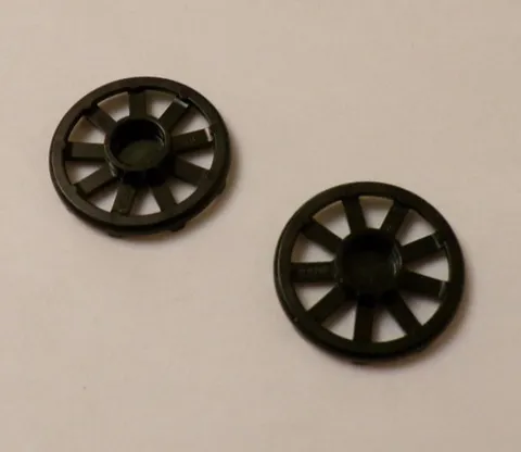 Lego x2 Black 9 Spoke Wheel Cover, 72210 (028-186)