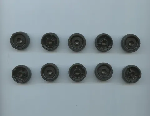 LEGO x 10 Black Wheel 24 x 12 with Pin Hole Molded Black Hard Rubber Tire