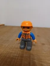 Lego Duplo Man Lumberjack/Construction Worker Figure rectangle eyes