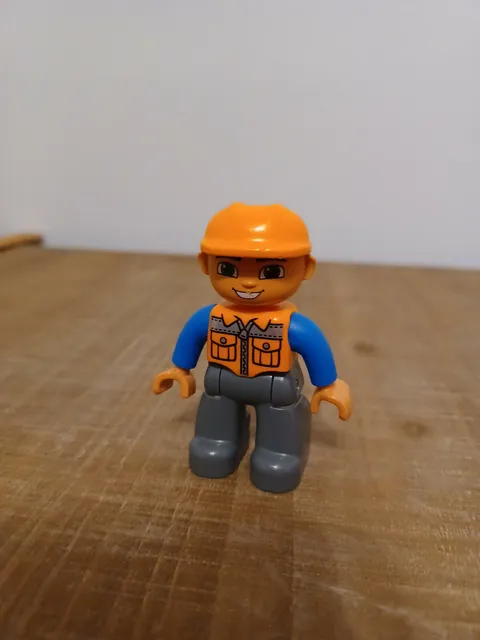 Lego Duplo Man Lumberjack/Construction Worker Figure rectangle eyes