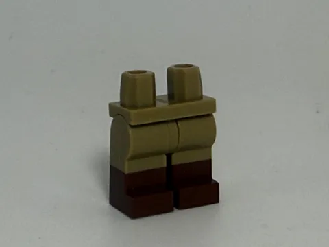 LEGO-LEGS Black boots tan pants.