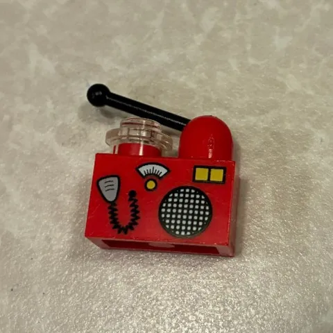 LEGO Red Brick 1 x 2 with Radio and Microphone Pattern 3004pb009