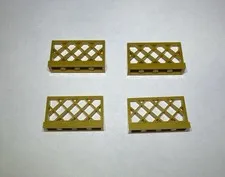 Lego Lot Of 4 Warm Gold Fence 1x4x2 Lattice New City 