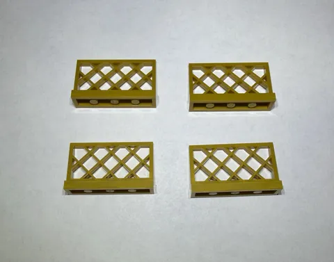 Lego Lot Of 4 Warm Gold Fence 1x4x2 Lattice New City 