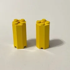 Lego 6037 Octagonal Yellow Replacement Add-on Pieces Parts Lot of 2