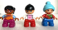 Lego Duplo Figures Lot of 3: Winter Holiday, Horse Rider, AA Girl