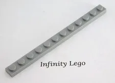 12 LEGO Light Bluish Grey Plate 1 x 12 (60479) - (12 Pieces)