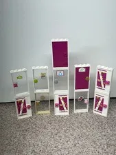 Lot Of LEGO 11 Doors And Frames 1x4x6 Friends Trans Clear With Stickers