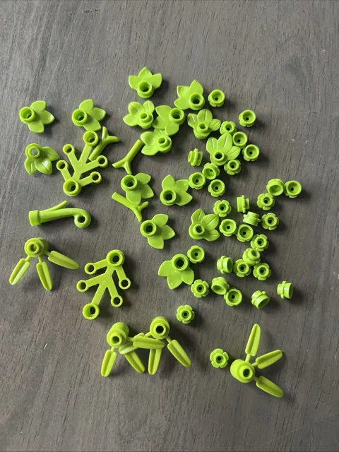 LEGO Lime Green Plant Lot Flower Leaves Stems  57 Pieces
