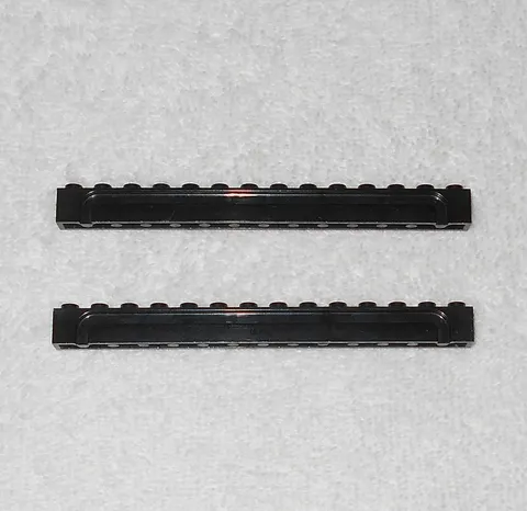 LEGO Police - (x2) Black Bricks 1 x 14 With Channel - 4217 - From 6386 1986
