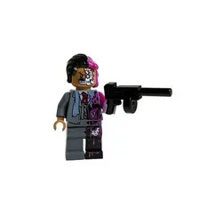 LEGO DC Two-Face Minifigure sh0395 Dark Bluish Gray Suit Magenta Hair 70915
