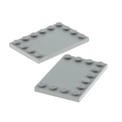 2X Lego Tile Modified 4X6 New Light Gray Studs On The Edges 4211838 6180