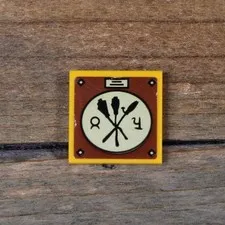 LEGO Harry Potter Tile 2 x 2 Black Crossed Brooms and Runes Pattern 3068pb1926