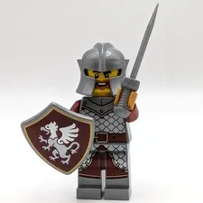 LEGO Minifigure Male Brown and Silver Knight with Gryffin Shield 21358 Minifig
