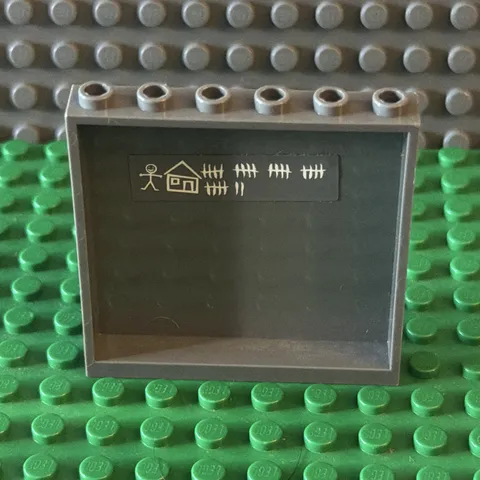 Lego Dark Bluish Gray 59349 Panel 1 x 6 x 5 Police Station Cell Chalk Drawing