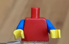 LEGO Solid Red Minifig Torso With Blue Arms And Yellow Hands
