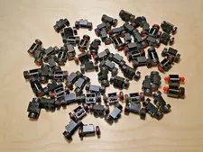 LEGO Vintage 1980s Wheels Tires Metal Axle Black Red Part Lot 67 Pieces