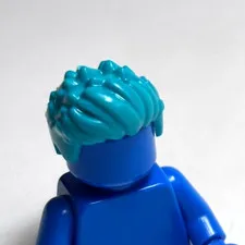 Lego - Minifigure Hair - Blue Green / Teal, Swept Back, Wavy, Spiked