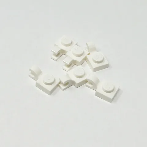 61252 LEGO Plate Modified 1x1 w/ Open O Clip Horizontal WHITE (6)