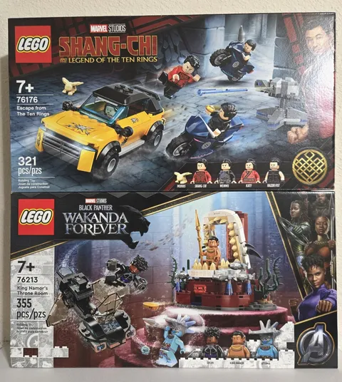LEGO Marvel 76176 Shang-Chi Escape from Ten Ring, 76213 King Namor's Throne Room