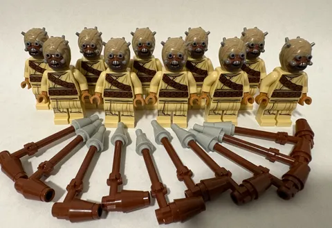 LEGO Star Wars Tusken Raider Minifigures sw1074 Lot of 10 w/ Gaderffii Stick NEW