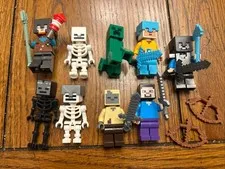 LEGO® Minecraft Minifigure Lot Of 9 Figures Steve 21172 Netherite Armor Sword