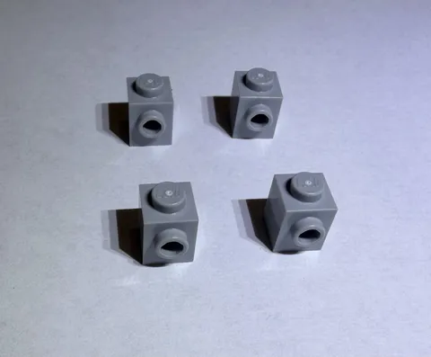 Lego Lot Of 4 Medium Stone Grey 1x1 Modified Bricks Brick W 1 Stud On Side New