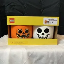 Lego Halloween Edition Storage Head Small 2 Pieces Set Pumpkin & Skeleton