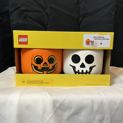 Lego Halloween Edition Storage Head Small 2 Pieces Set Pumpkin & Skeleton