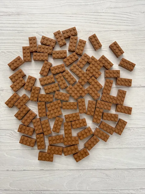 LEGO MEDIUM NOUGAT LOT 76 PCS 2X4 BRICK BUILDING PIECES