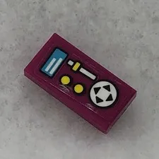 LEGO 3069bpb1002 Magenta Tile 1 x 2 W/ Groove W/ Medium Azure Display (x1)