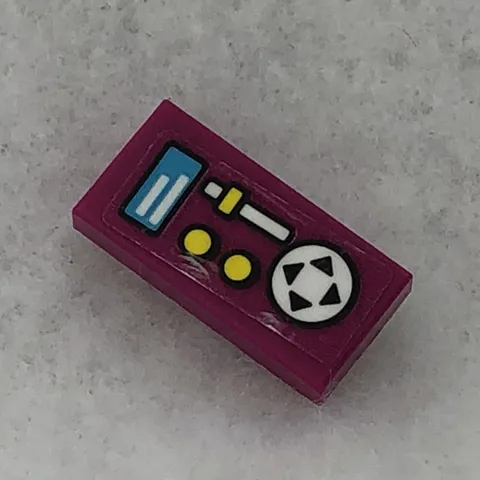 LEGO 3069bpb1002 Magenta Tile 1 x 2 W/ Groove W/ Medium Azure Display (x1)