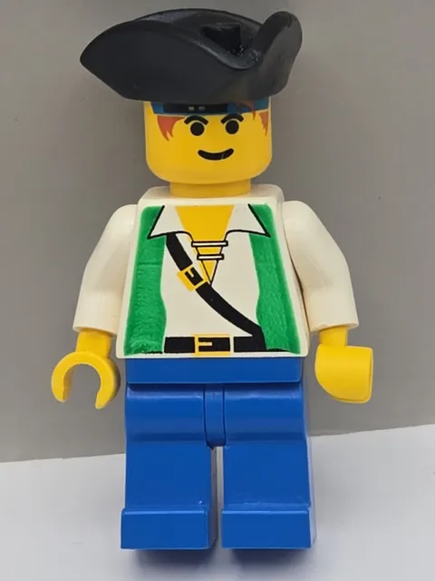 Lego Pirates Minifigure- Pirate Green Vest, Brown Triangle Hat From #6249