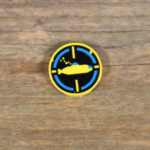 LEGO Yellow Tile Round 2 x 2 with Submarine on Black Background Pattern 4150px16