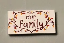 NEW EGO® White 2x4 Flat Printed Tile Print Our Family Tree Brick Piece Part 