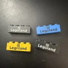 Lot 1970s LEGO Blue Bricks 1x4 Embossed  Legoland Logo Blue Black Yellow